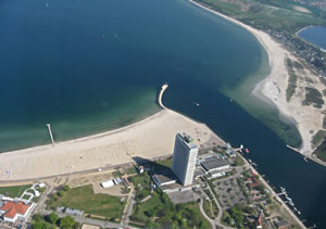 De Trave m&uuml;ndet. Luftbild