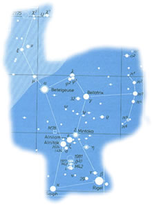 Orion. Links baben raagt he in'e Melkstraat