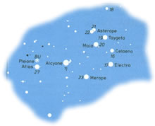 De Plejaden. De Astronomen s&uuml;nd so plietsch, de hebbt sogoor rutkregen, wo de Steerns heten doon!